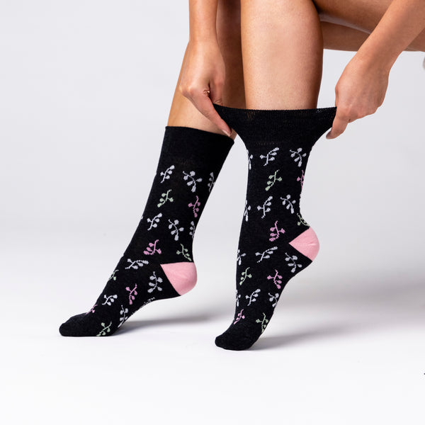3 Pairs Ladies Cotton Socks - Romance Purple/Grey