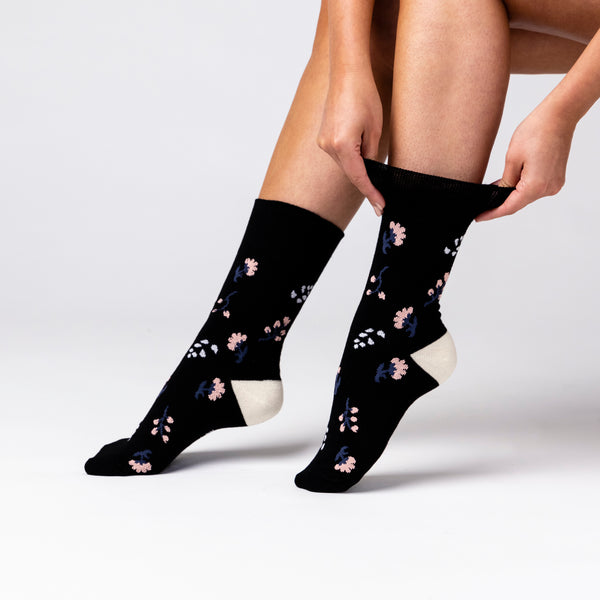 3 Pairs Ladies Cotton Socks - Floral Embrace