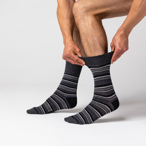 Lot de 3 paires de chaussettes en coton à motif losanges pour homme – Noir formel