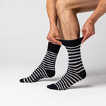 Charger l'image dans la galerie, Lot de 3 paires de chaussettes en coton à rayures variées Litha pour homme - Noir