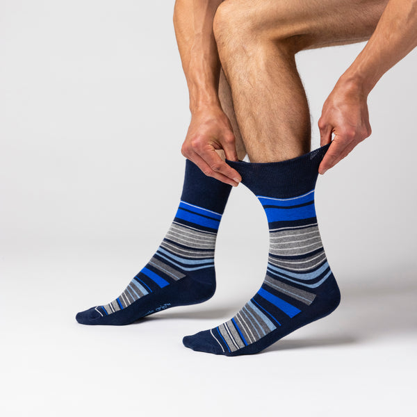 3 Pairs Men's Cotton Socks - Navy Stripe