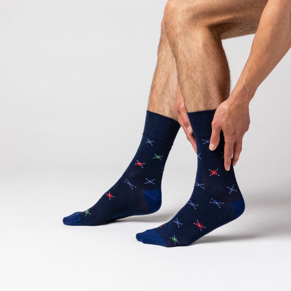 Lot de 3 paires de chaussettes en coton à motif losanges pour homme