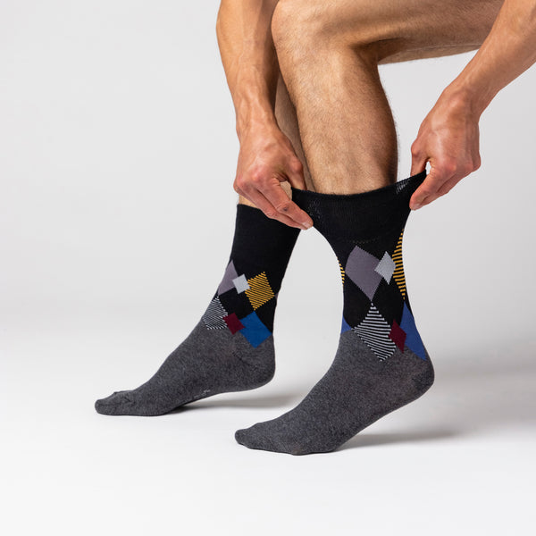 Lot de 3 paires de chaussettes en coton à motif losanges pour homme - Metro