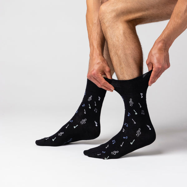 3 paires de chaussettes en coton pour homme - Notes de musique