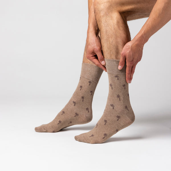 Lot de 3 paires de chaussettes de Noël en coton pour homme - Palmier