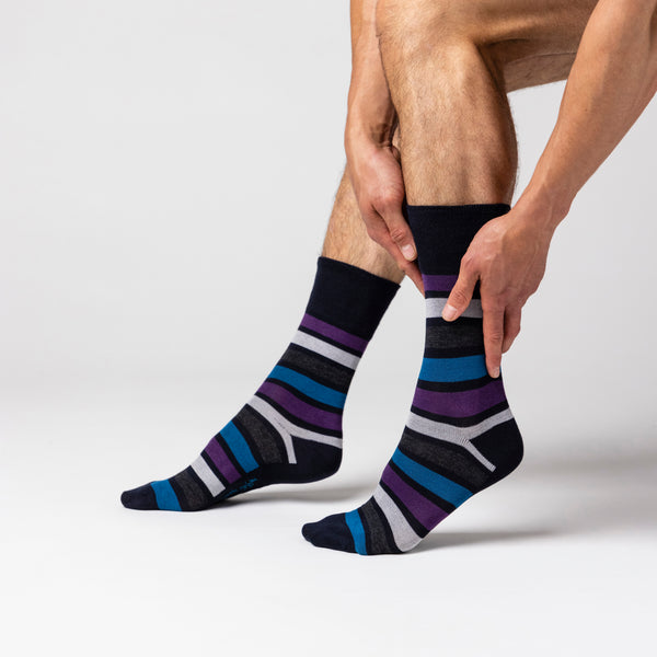 3 paires de chaussettes en bambou pour homme – Rayures Mirage