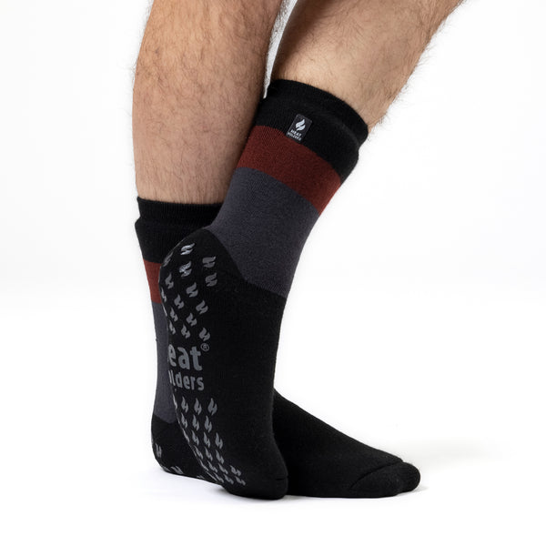 1 paire de chaussettes thermiques Raynaud pour homme - Rayures noires