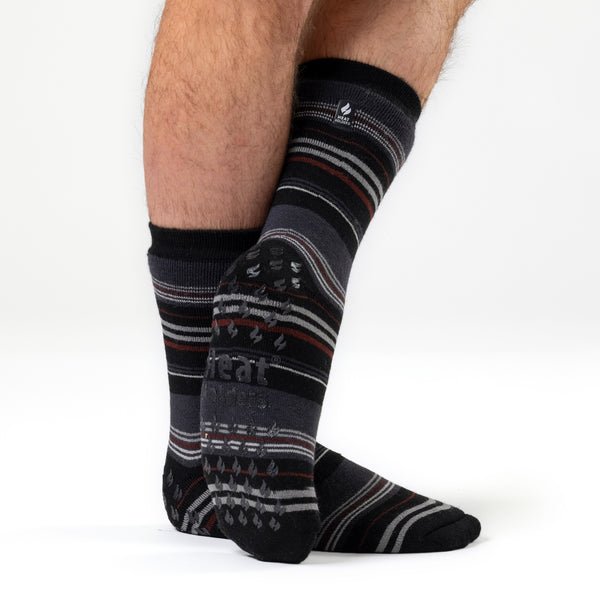 1 paire de chaussettes thermiques Raynaud pour homme - Rayures noires