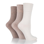 Load image into Gallery viewer, 3 Pairs Ladies Diabetic Socks - Light Brown Mix