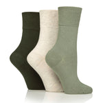 Load image into Gallery viewer, 3 Pairs Ladies Diabetic Socks - Khaki Mix