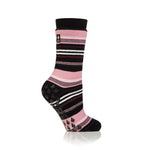 Load image into Gallery viewer, 1 Pair Ladies Raynaud's Thermal Slipper Socks - Black Stripe