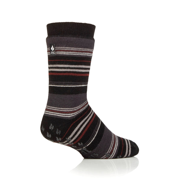 1 paire de chaussettes thermiques Raynaud pour homme - Rayures noires