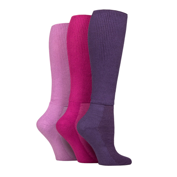 3 Pairs Cushion Foot Knee Length Bamboo Diabetic Socks - Blackberry
