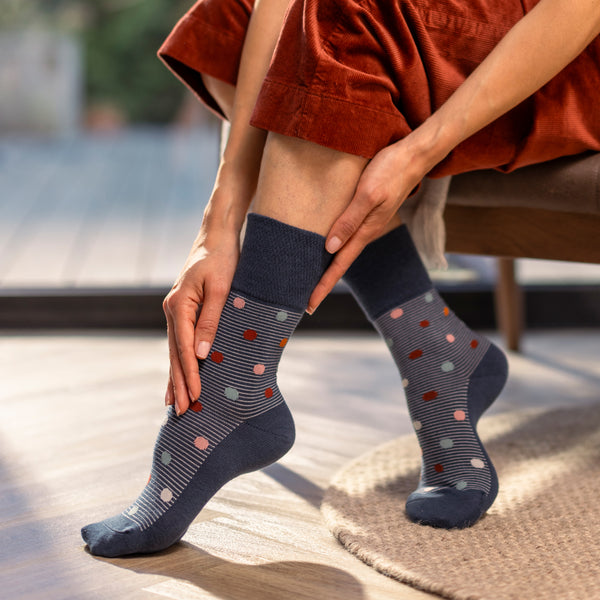 3 Pairs Ladies Cotton Socks - Heritage Spot/Stripe