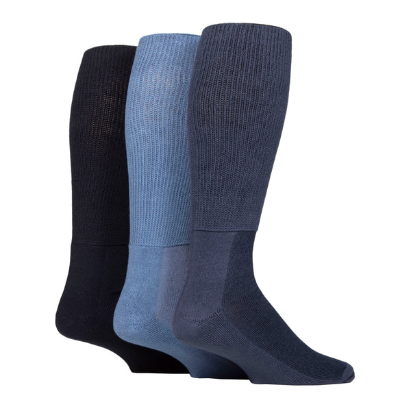 3 Pairs Cushion Foot Knee Length Bamboo Diabetic Socks - Denim