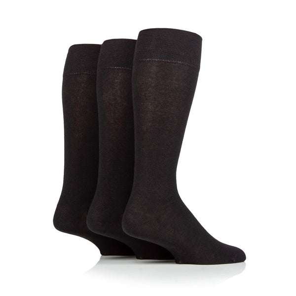 3 paires de chaussettes en coton pour homme, longueur sous le genou, noires