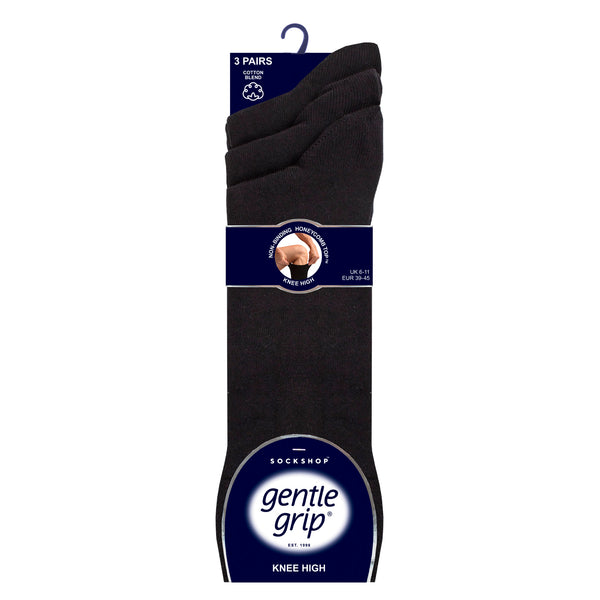 3 paires de chaussettes en coton pour homme, longueur sous le genou, noires