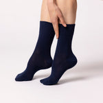 Charger l'image dans la galerie, 6 paires de chaussettes unies en coton pour femme - Bleu marine/denim/gris clair