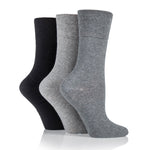 Charger l'image dans la galerie, 3 paires de chaussettes unies en coton pour femme - Noir/Anthracite/Gris