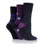 Load image into Gallery viewer, 3 Pairs Ladies Cotton Socks - Enchantment Black