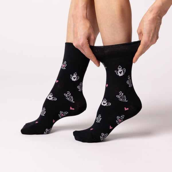 3 Pairs Ladies Fun Feet Cotton Socks - Afternoon Tea