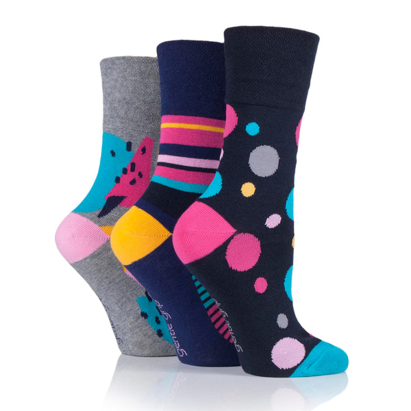 Lot de 3 paires de chaussettes en coton pour femme, grandes tailles, couleurs vives