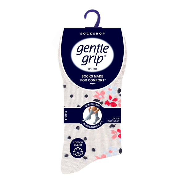 3 Pairs Ladies Cotton Socks - Flora Navy Mix
