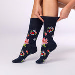 Load image into Gallery viewer, 3 Pairs Ladies Cotton Socks - Flora Navy Mix