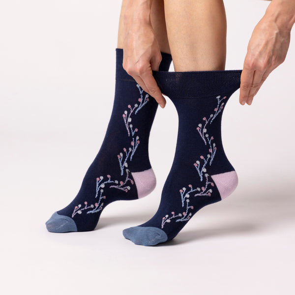3 Pairs Ladies Cotton Socks - New Dawn Blue