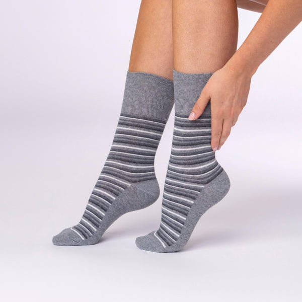 Lot de 3 paires de chaussettes City Varied Stripe en coton pour femme - Gris