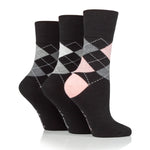 Charger l'image dans la galerie, Lot de 3 paires de chaussettes Highlands Argyle en coton pour femme - Noir