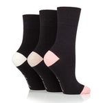 Load image into Gallery viewer, 3 Pairs Ladies Seclude Contrast Heel Socks - Black