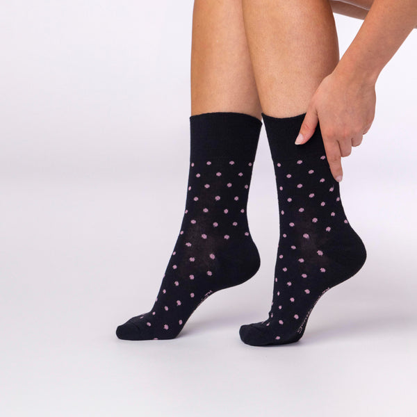 Lot de 3 paires de chaussettes en coton à pois numériques pour femme - Noir