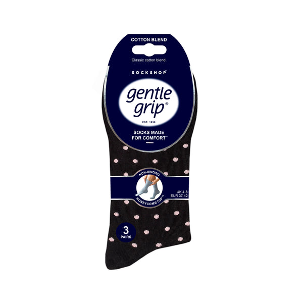 Lot de 3 paires de chaussettes en coton à pois numériques pour femme - Noir