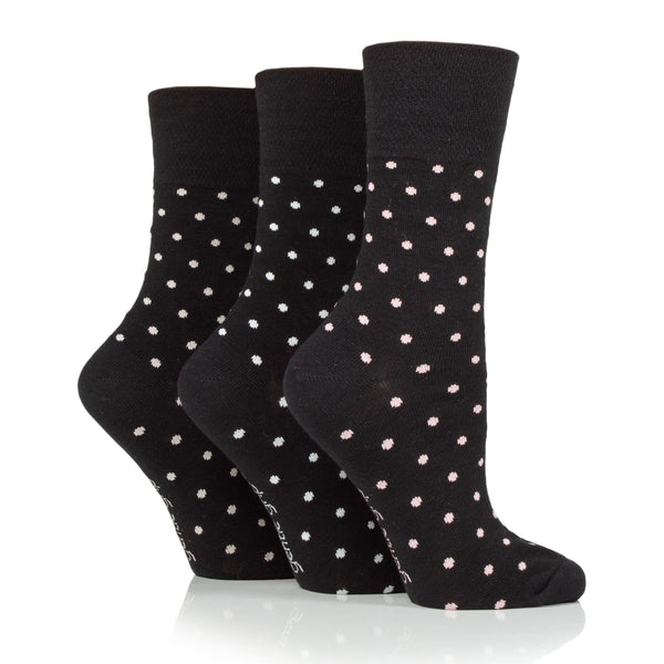 Lot de 3 paires de chaussettes en coton à pois numériques pour femme - Noir