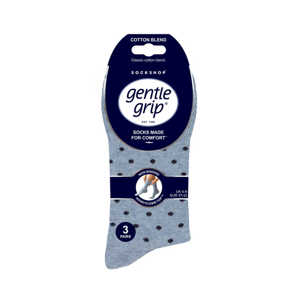 3 Pairs Ladies Digital Dots Cotton Socks - Navy/Denim