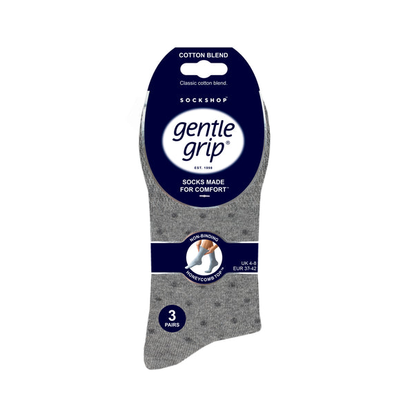 3 Pairs Ladies Digital Dots Cotton Socks - Charcoal/Grey