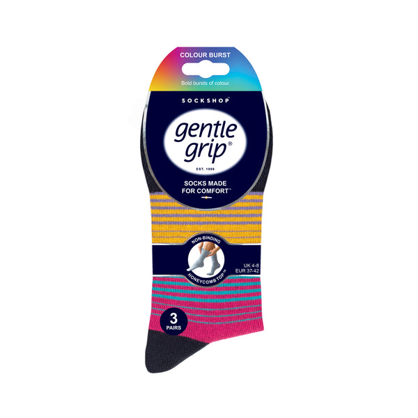 Lot de 3 paires de chaussettes en coton pour femme - Rayures