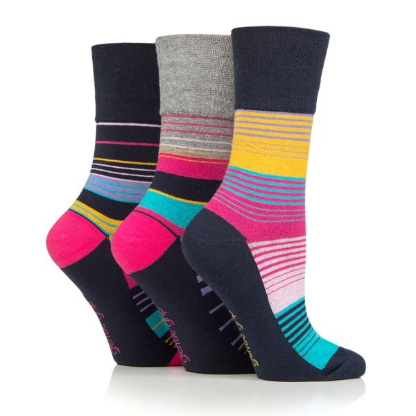 Lot de 3 paires de chaussettes en coton pour femme - Rayures