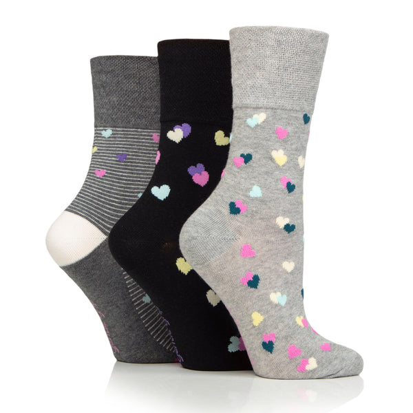 Lot de 3 paires de chaussettes en coton pour femme - Motif cœur