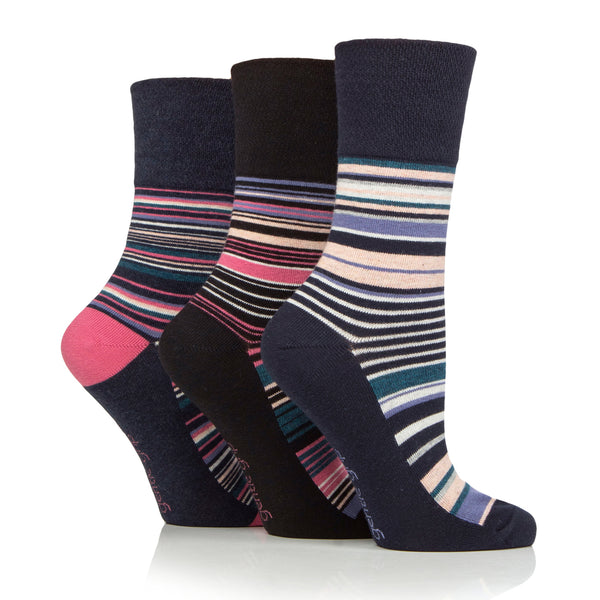 3 paires de chaussettes en coton pour femme - Rayures fantaisie