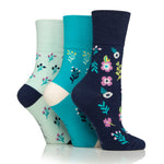 Charger l'image dans la galerie, 3 paires de chaussettes en coton pour femme - Motif floral bohème