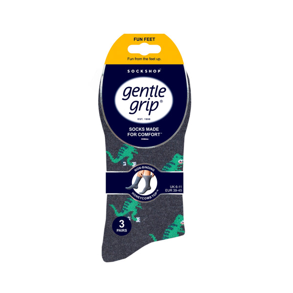 Lot de 3 paires de chaussettes amusantes en coton pour homme - Dinosaure