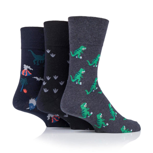 Lot de 3 paires de chaussettes amusantes en coton pour homme - Dinosaure