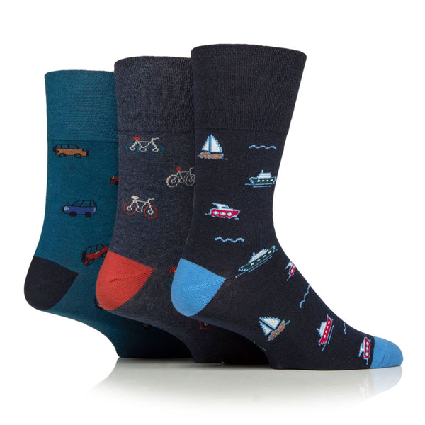 Lot de 3 paires de chaussettes amusantes en coton pour homme - Véhicules