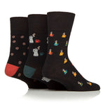 Load image into Gallery viewer, 3 Pairs Men's Fun Feet Cotton Socks - Coffee
