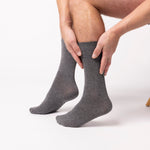 Load image into Gallery viewer, 3 Pairs Men's Plain Cotton Socks - Charcoal