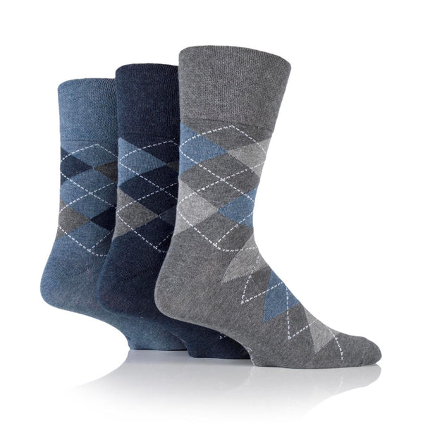 Lot de 3 paires de chaussettes en coton à motif losanges pour homme - Denim