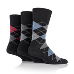 Load image into Gallery viewer, 3 Pairs Men's Argyle Cotton Socks - Black