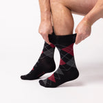 Load image into Gallery viewer, 3 Pairs Men's Bigfoot Cotton Socks - Argyle Black